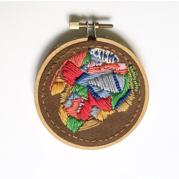 Mini Abstract Embroidery & Beading Hoop Art - Picture 1 of 8